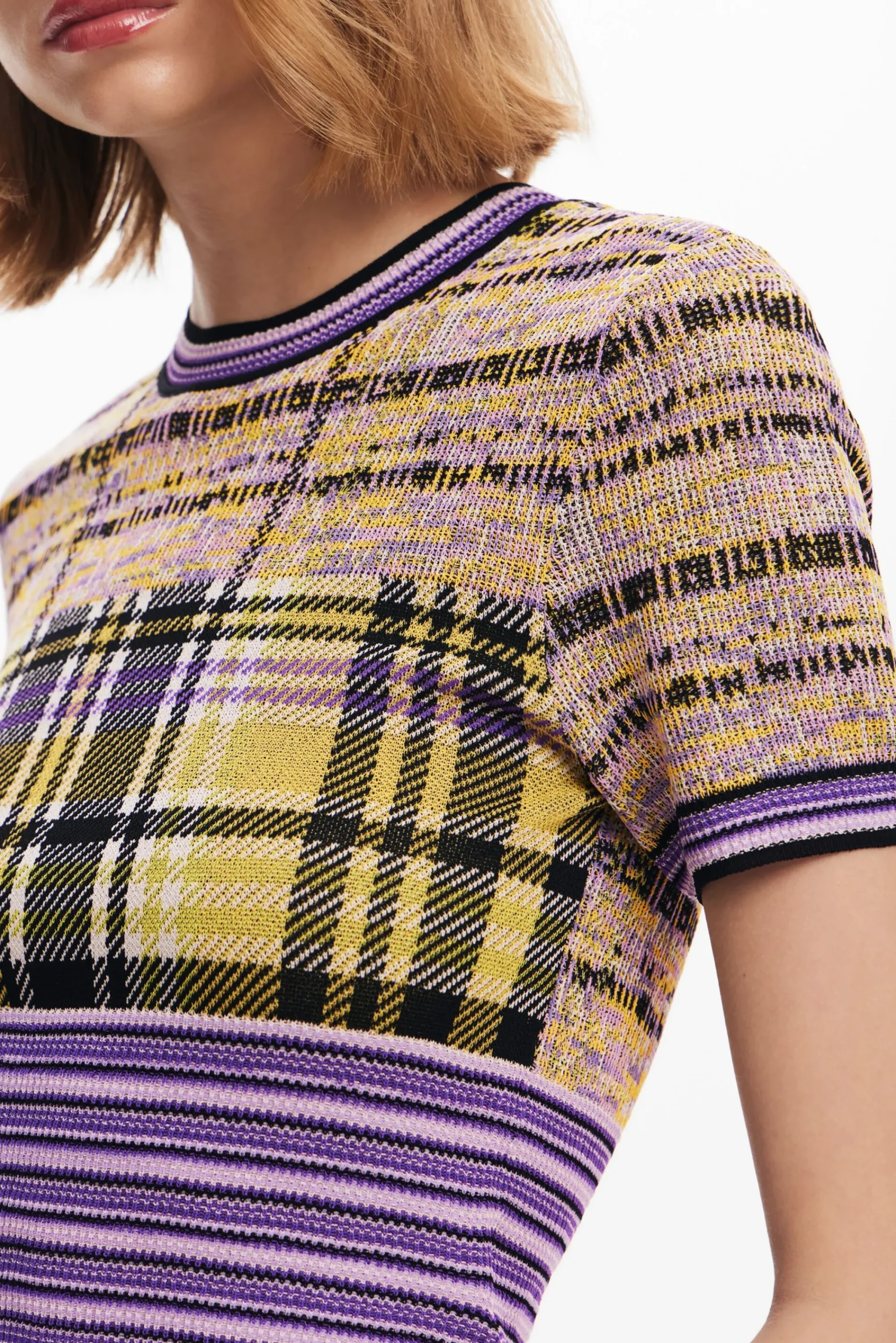 Ropa De Punto|Camisas Y Blusas-Desigual Camiseta de punto cuadros
