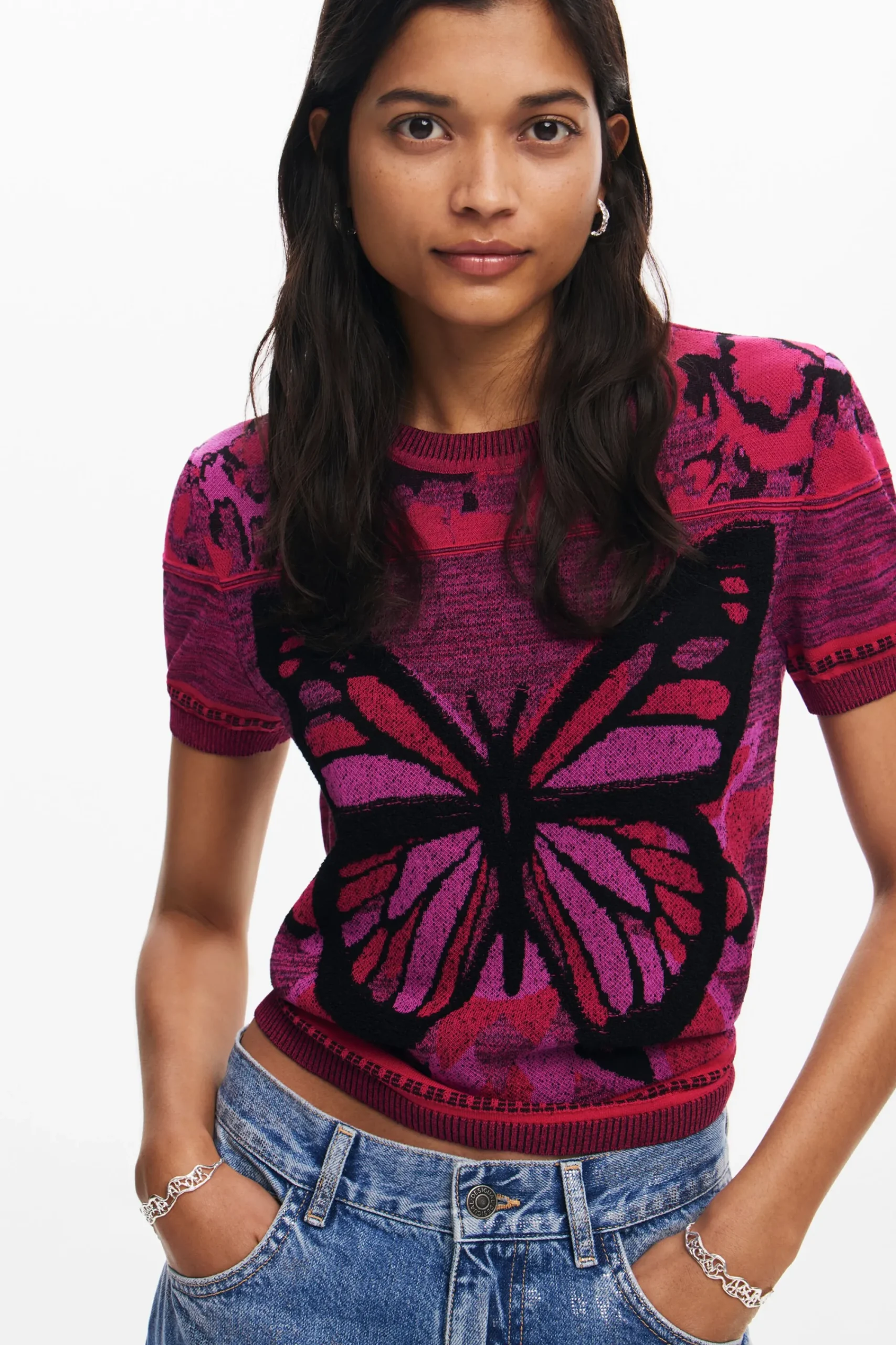 Camisas Y Blusas|Camisetas-Desigual Camiseta de punto mariposa