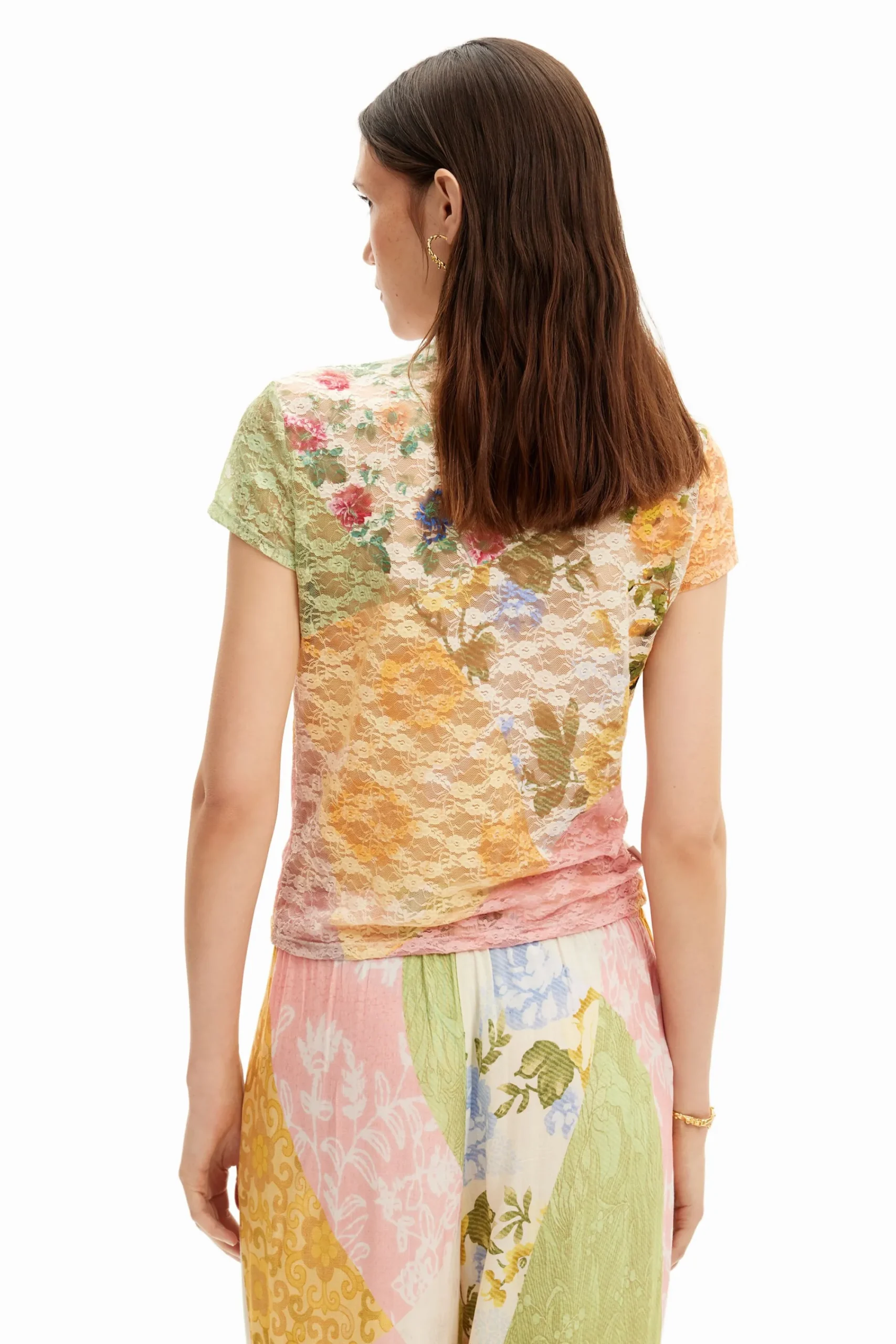 Camisas Y Blusas|Camisetas-Desigual Camiseta encaje fores