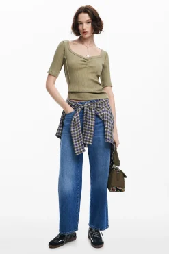 Camisas Y Blusas|Camisetas-Desigual Camiseta escote fruncido