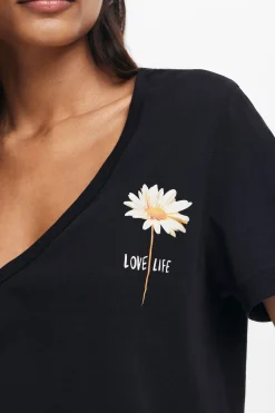 Camisas Y Blusas|Camisetas-Desigual Camiseta escote pico flor