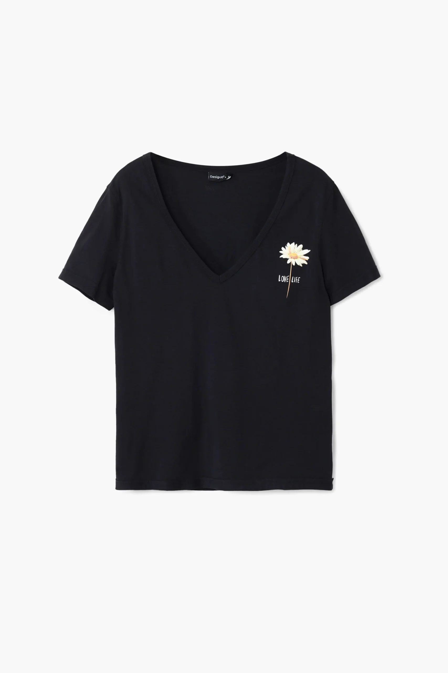 Camisas Y Blusas|Camisetas-Desigual Camiseta escote pico flor