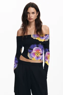 Ropa De Punto|Camisas Y Blusas-Desigual Camiseta estampado flores M. Christian Lacroix