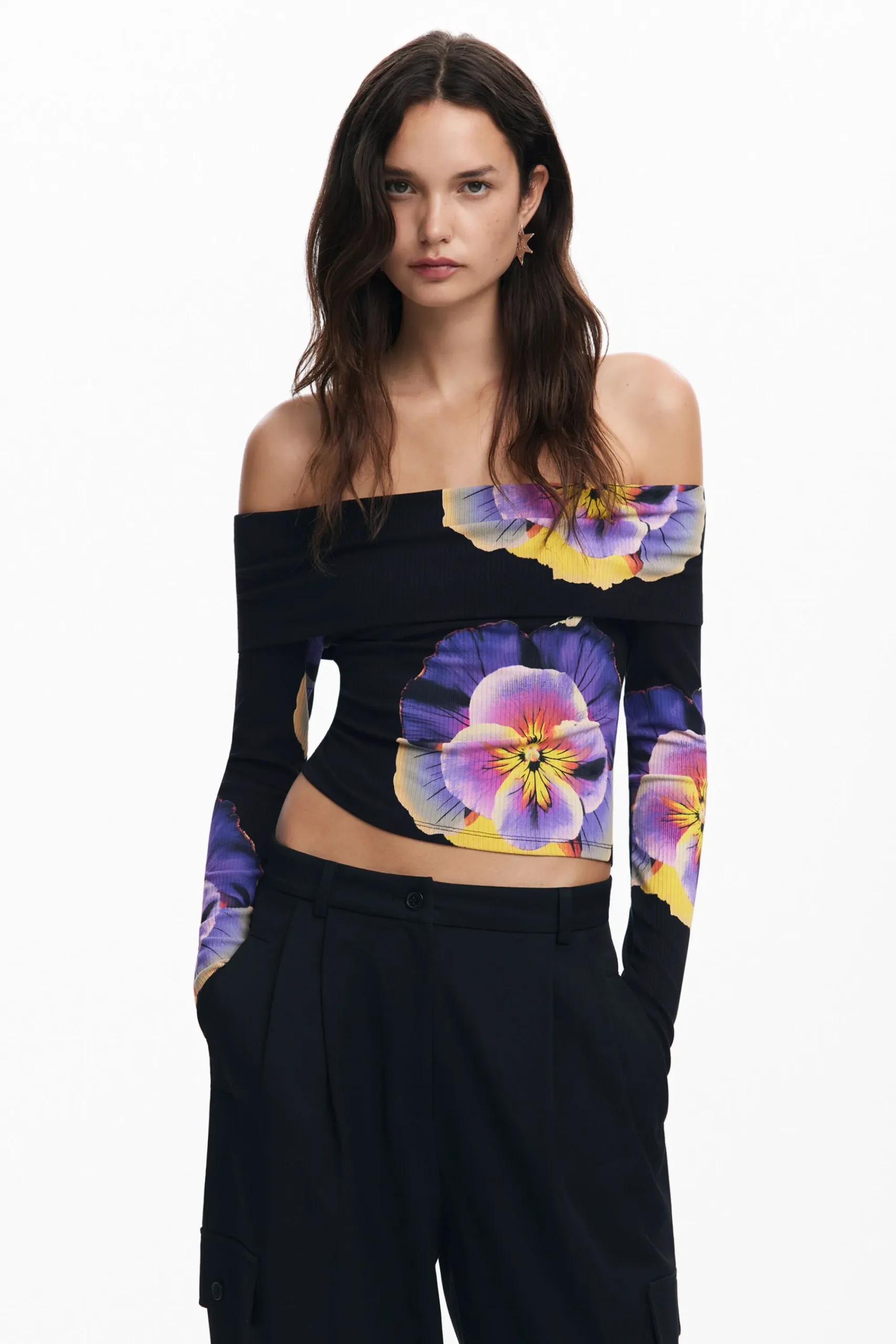 Ropa De Punto|Camisas Y Blusas-Desigual Camiseta estampado flores M. Christian Lacroix
