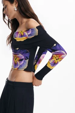 Ropa De Punto|Camisas Y Blusas-Desigual Camiseta estampado flores M. Christian Lacroix