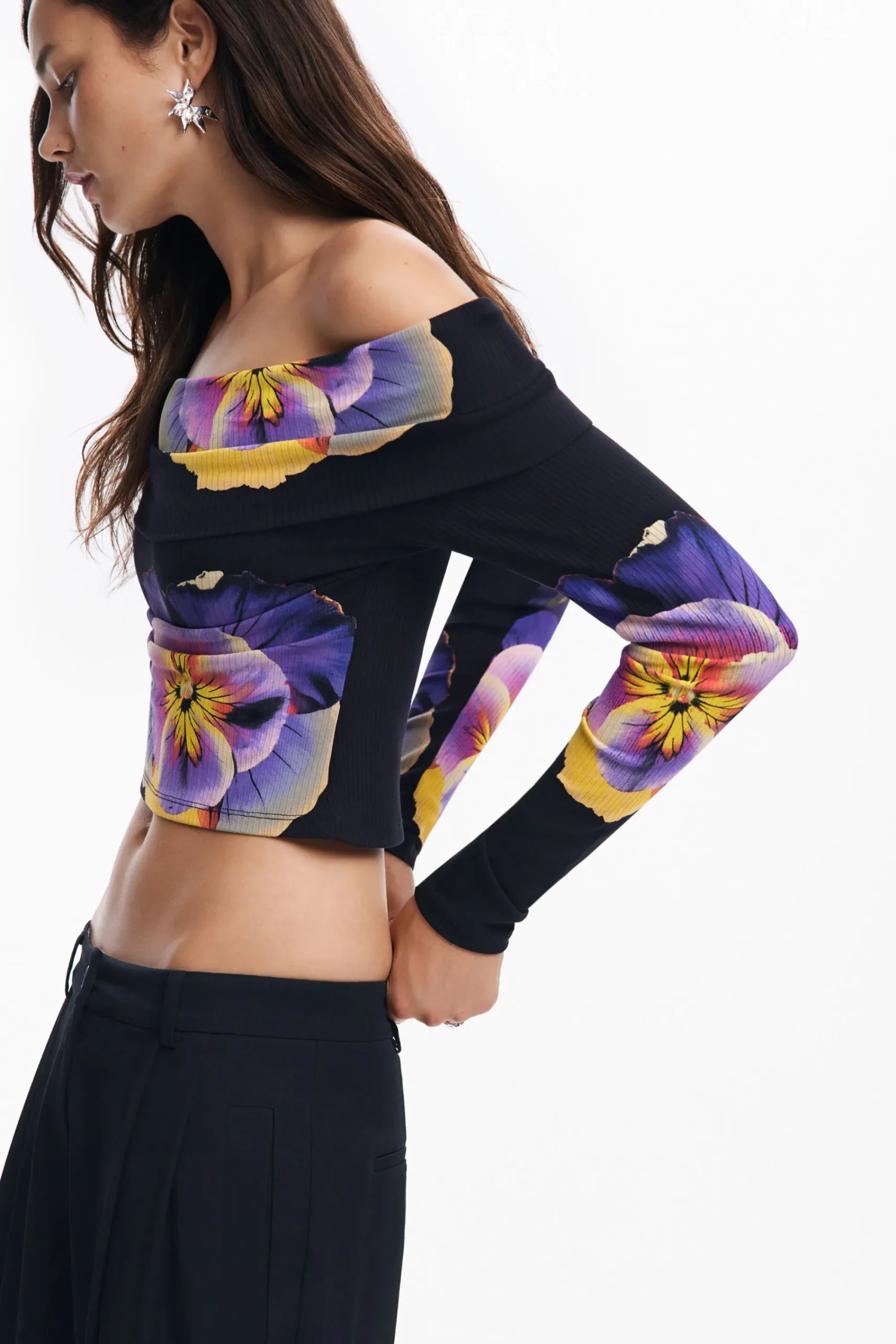 Ropa De Punto|Camisas Y Blusas-Desigual Camiseta estampado flores M. Christian Lacroix