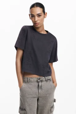 Camisas Y Blusas|Camisetas-Desigual Camiseta flores bordadas