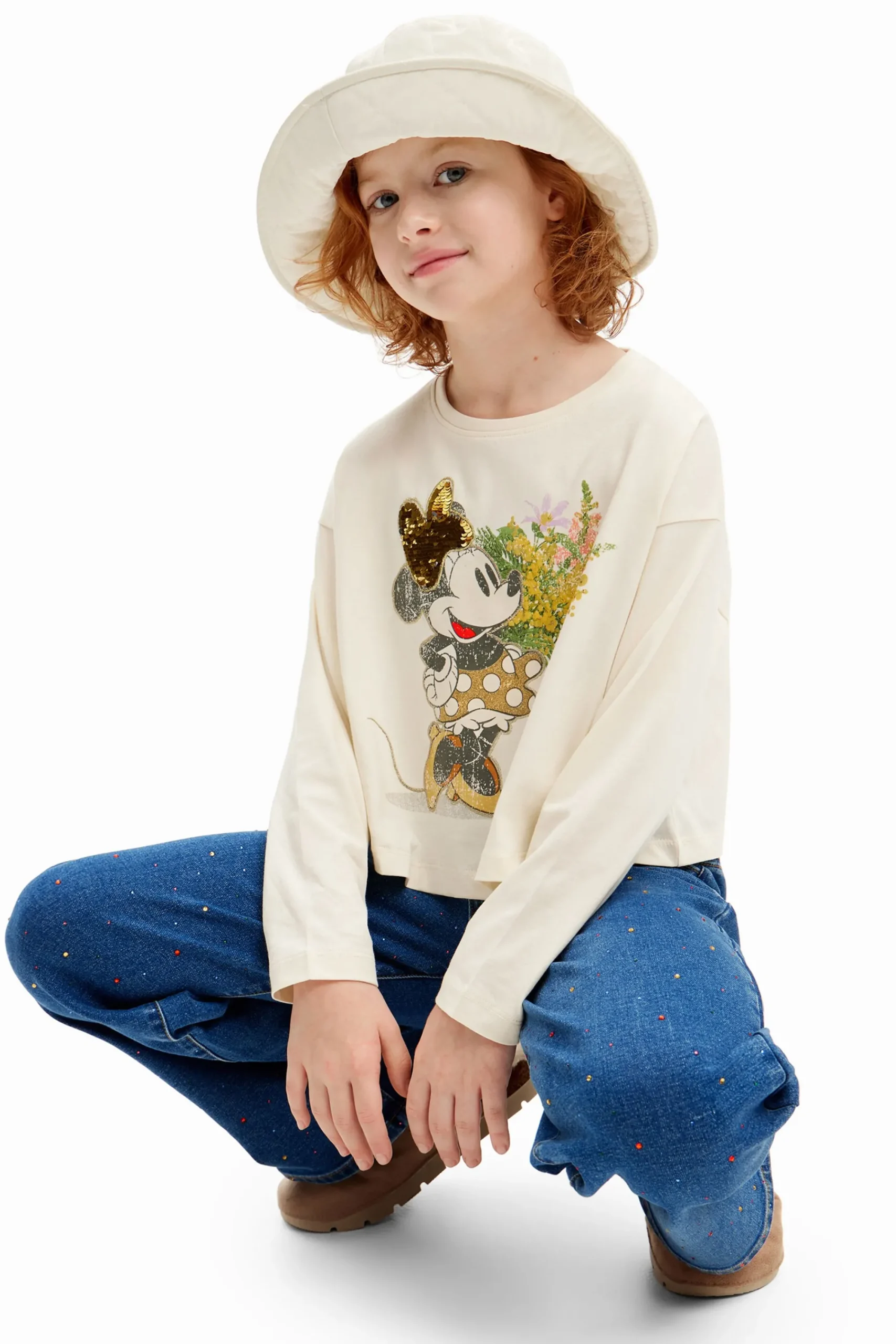 Camisetas Y Camisas-Desigual Camiseta flores Minnie Mouse