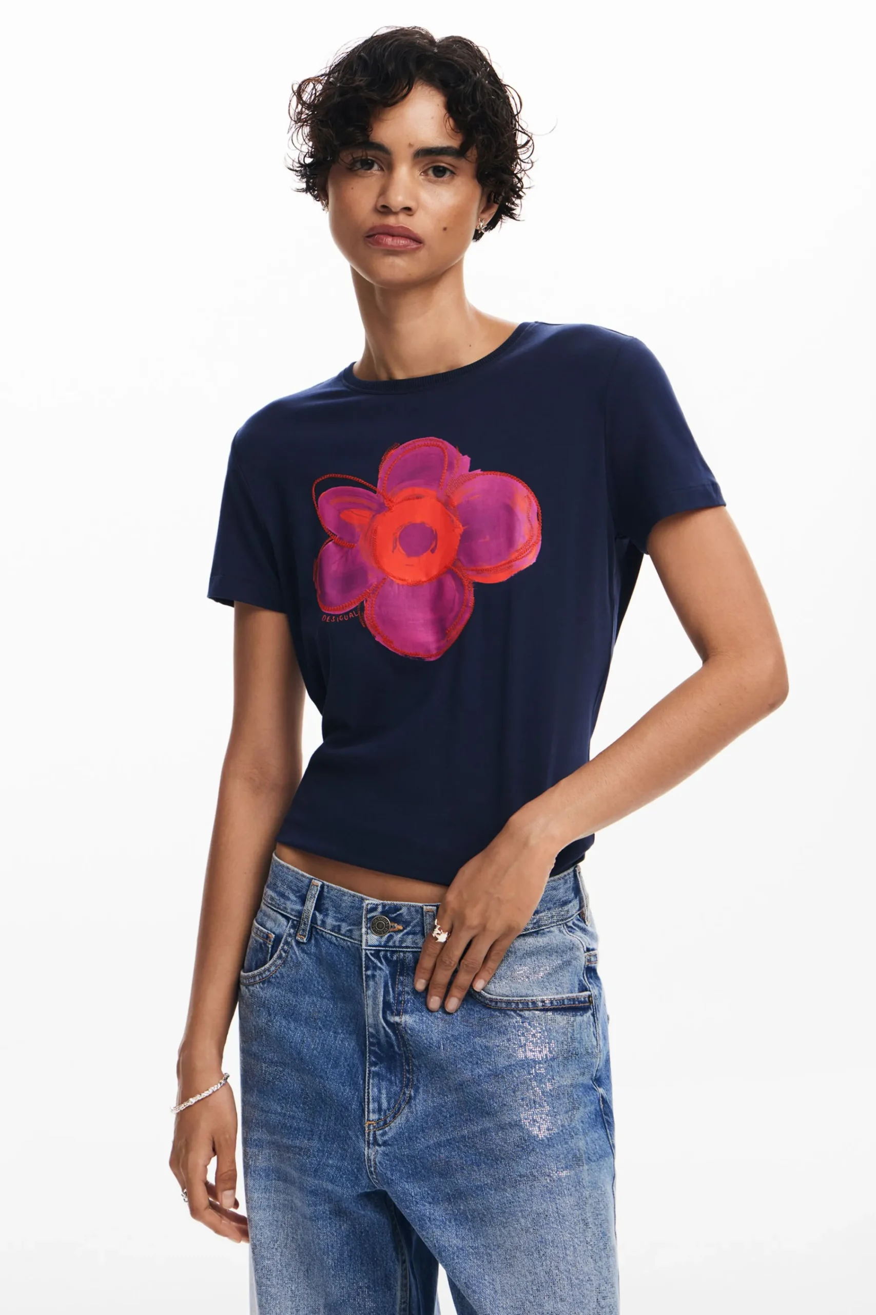 Camisas Y Blusas|Camisetas-Desigual Camiseta ilustración flor