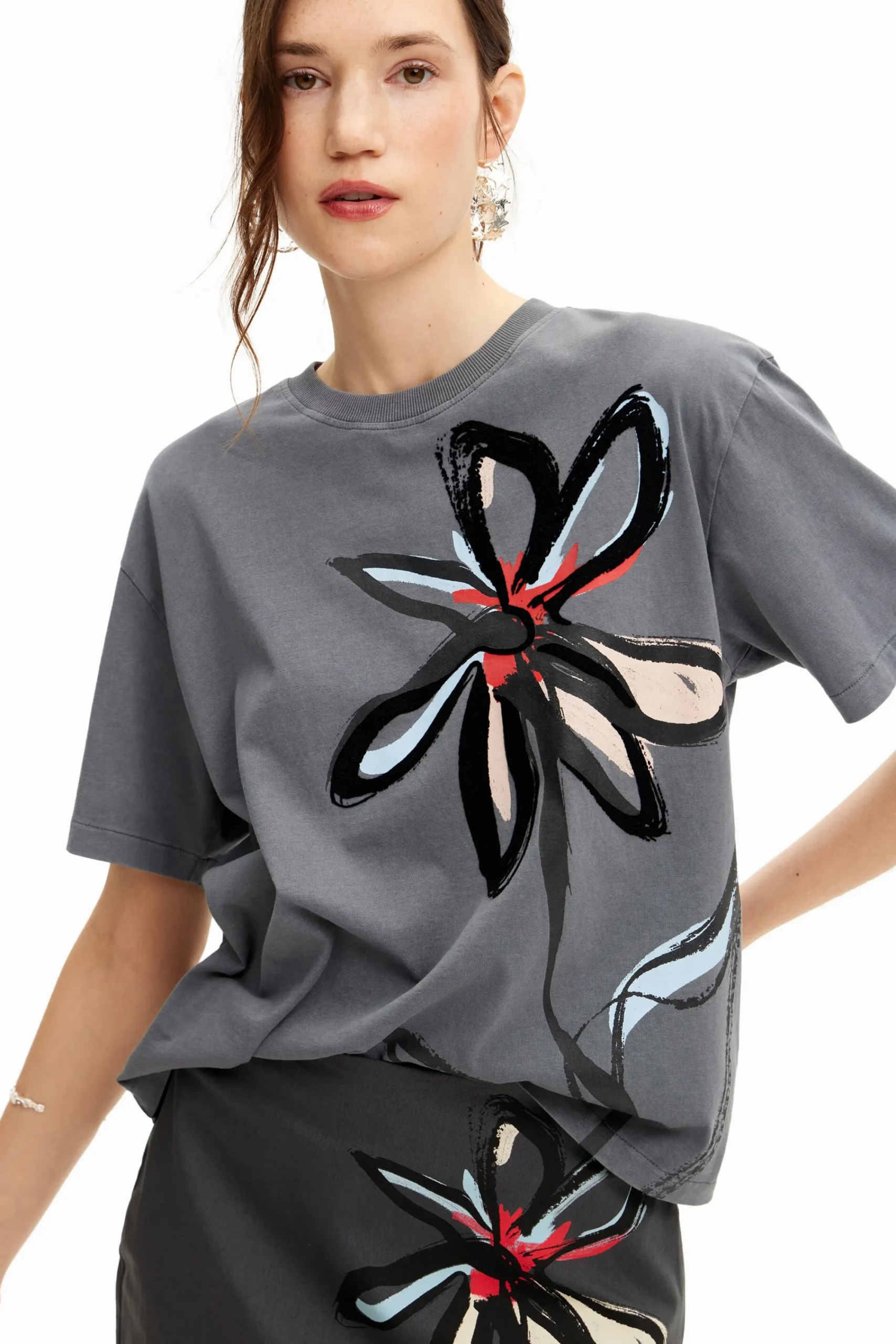 Camisas Y Blusas|Camisetas-Desigual Camiseta ilustración flor