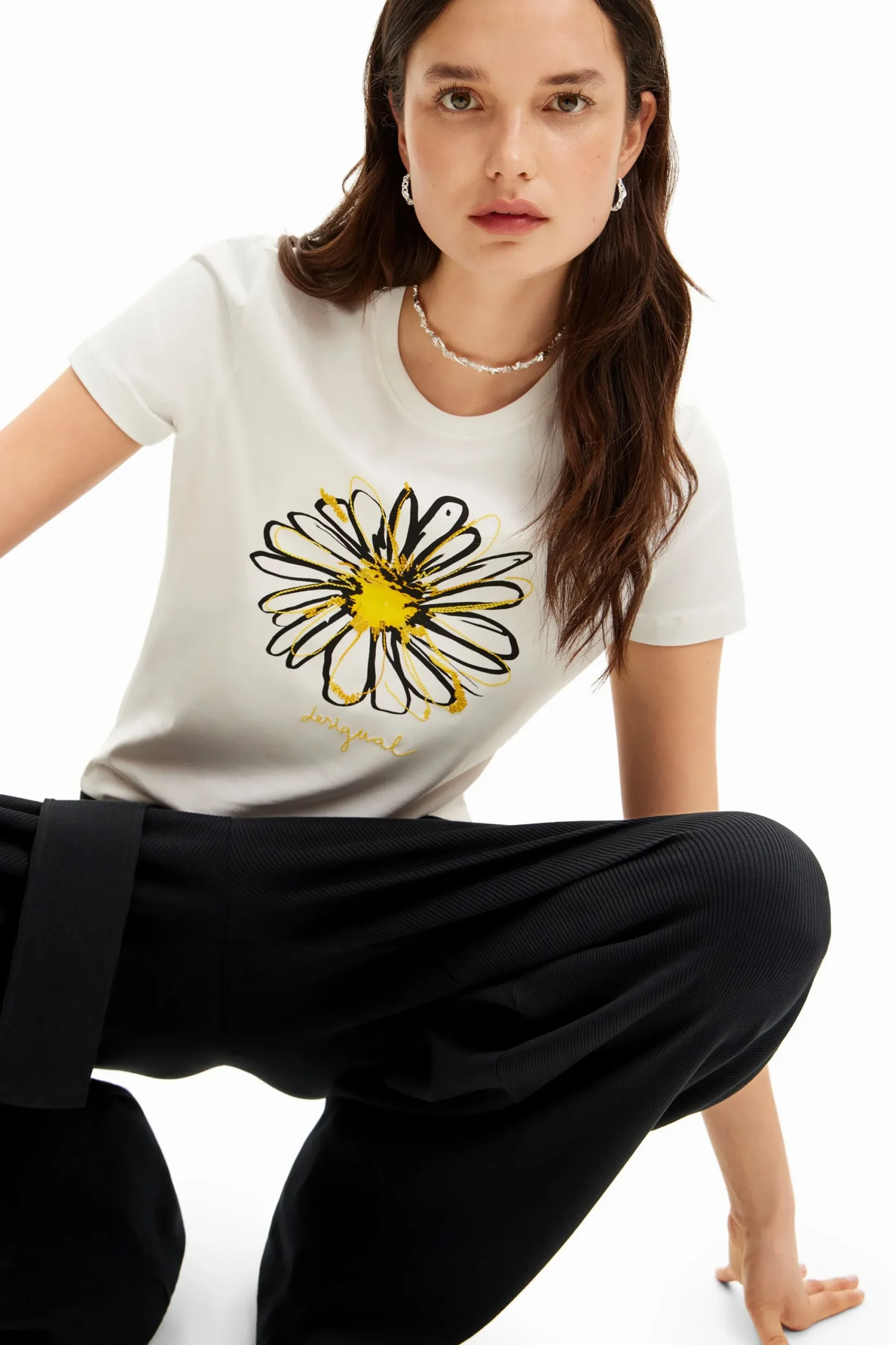 Camisas Y Blusas|Camisetas-Desigual Camiseta ilustración margarita