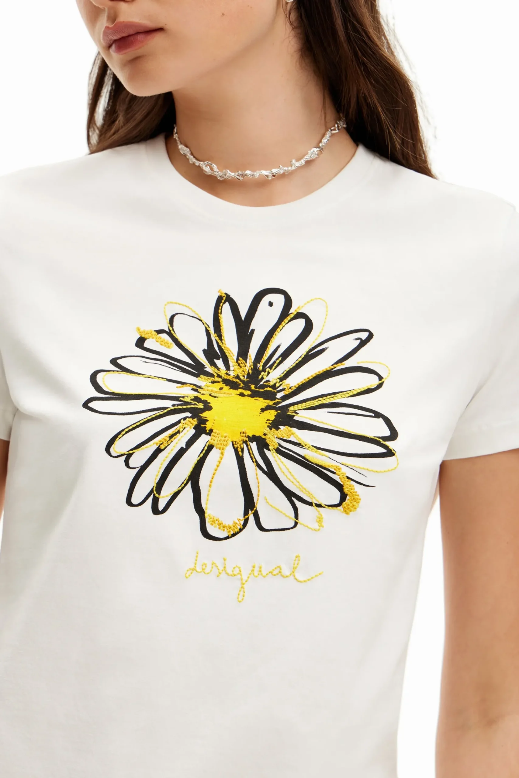Camisas Y Blusas|Camisetas-Desigual Camiseta ilustración margarita