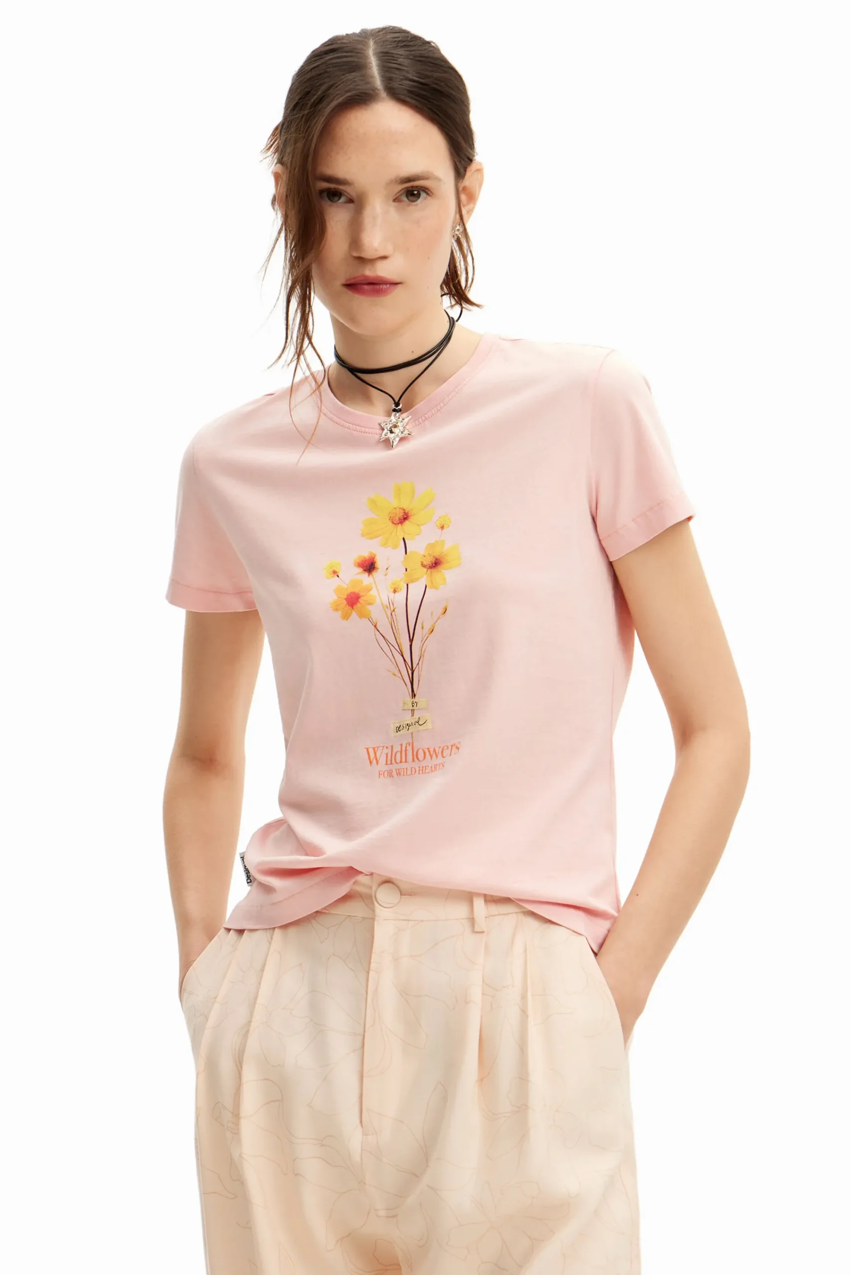 Camisas Y Blusas|Camisetas-Desigual Camiseta ilustración margarita
