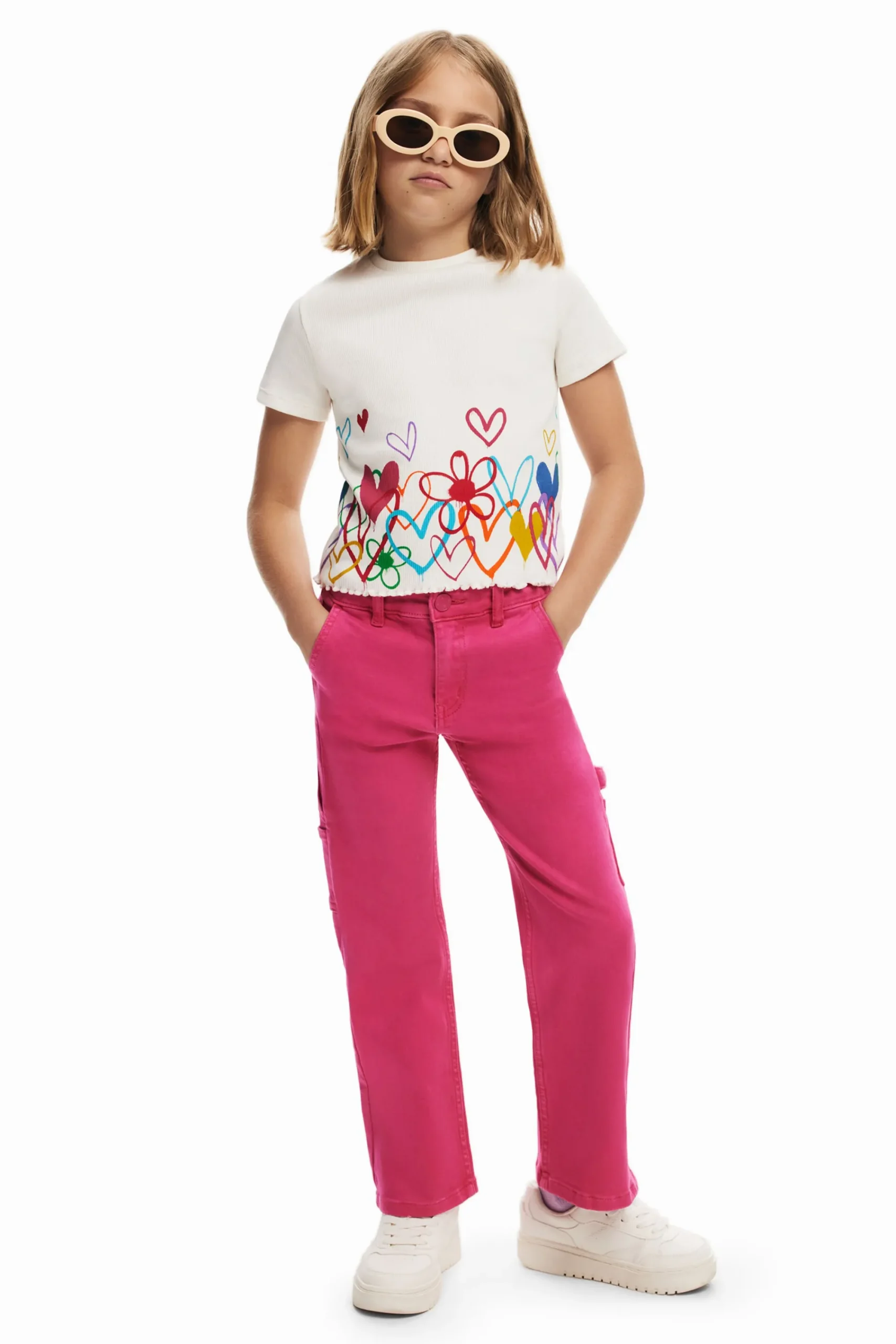 Camisetas Y Camisas-Desigual Camiseta ilustraciones corazones