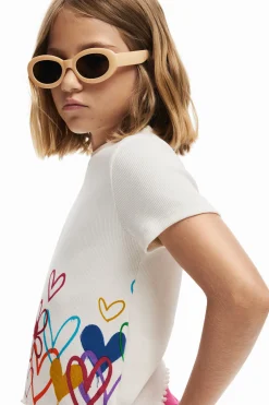 Camisetas Y Camisas-Desigual Camiseta ilustraciones corazones