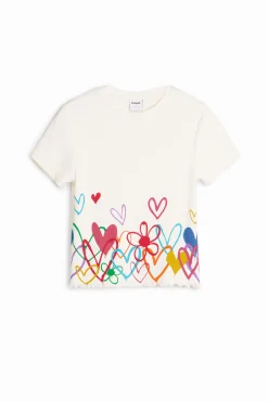 Camisetas Y Camisas-Desigual Camiseta ilustraciones corazones