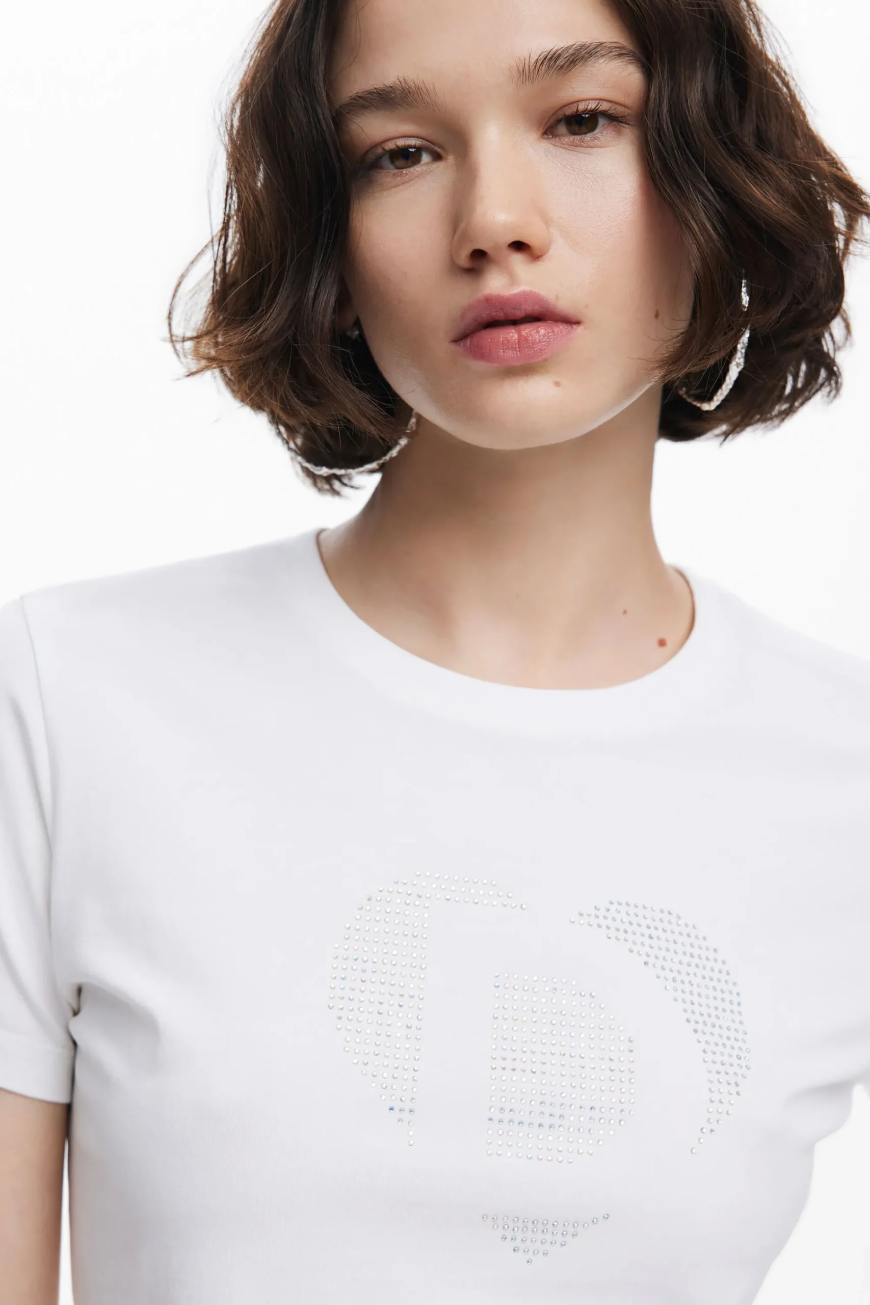 Camisas Y Blusas|Camisetas-Desigual Camiseta imagotipo strass
