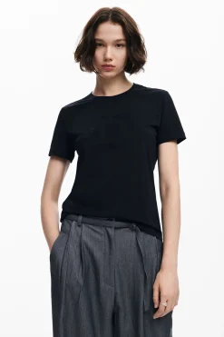 Camisas Y Blusas|Camisetas-Desigual Camiseta imagotipo strass