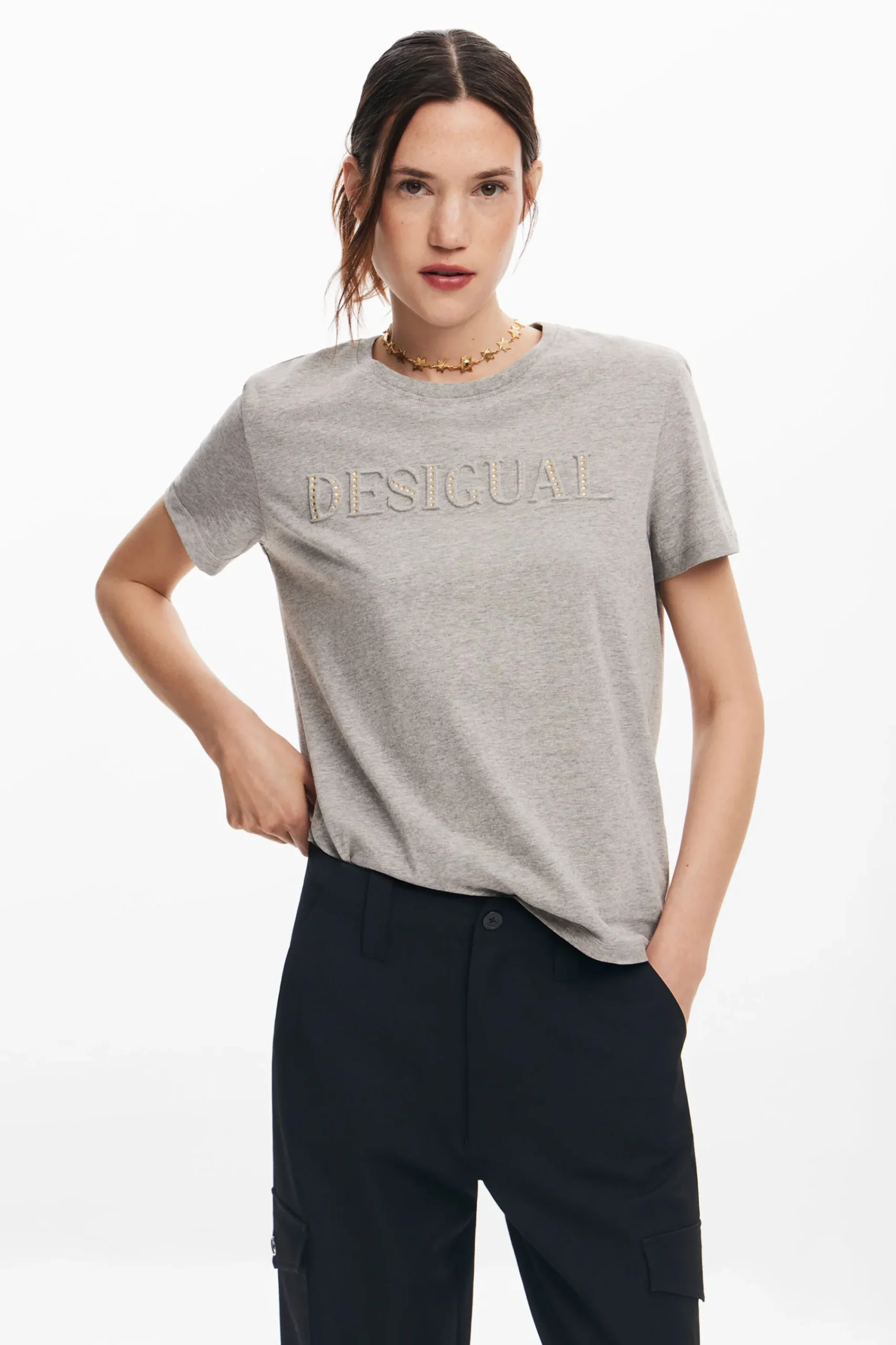 Camisas Y Blusas|Camisetas-Desigual Camiseta logotipo strass