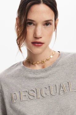 Camisas Y Blusas|Camisetas-Desigual Camiseta logotipo strass