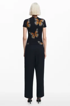 Ropa De Punto|Camisas Y Blusas-Desigual Camiseta manga corta mariposas