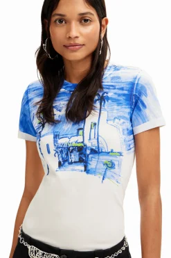 Camisas Y Blusas|Camisetas-Desigual Camiseta paisaje mediterráneo