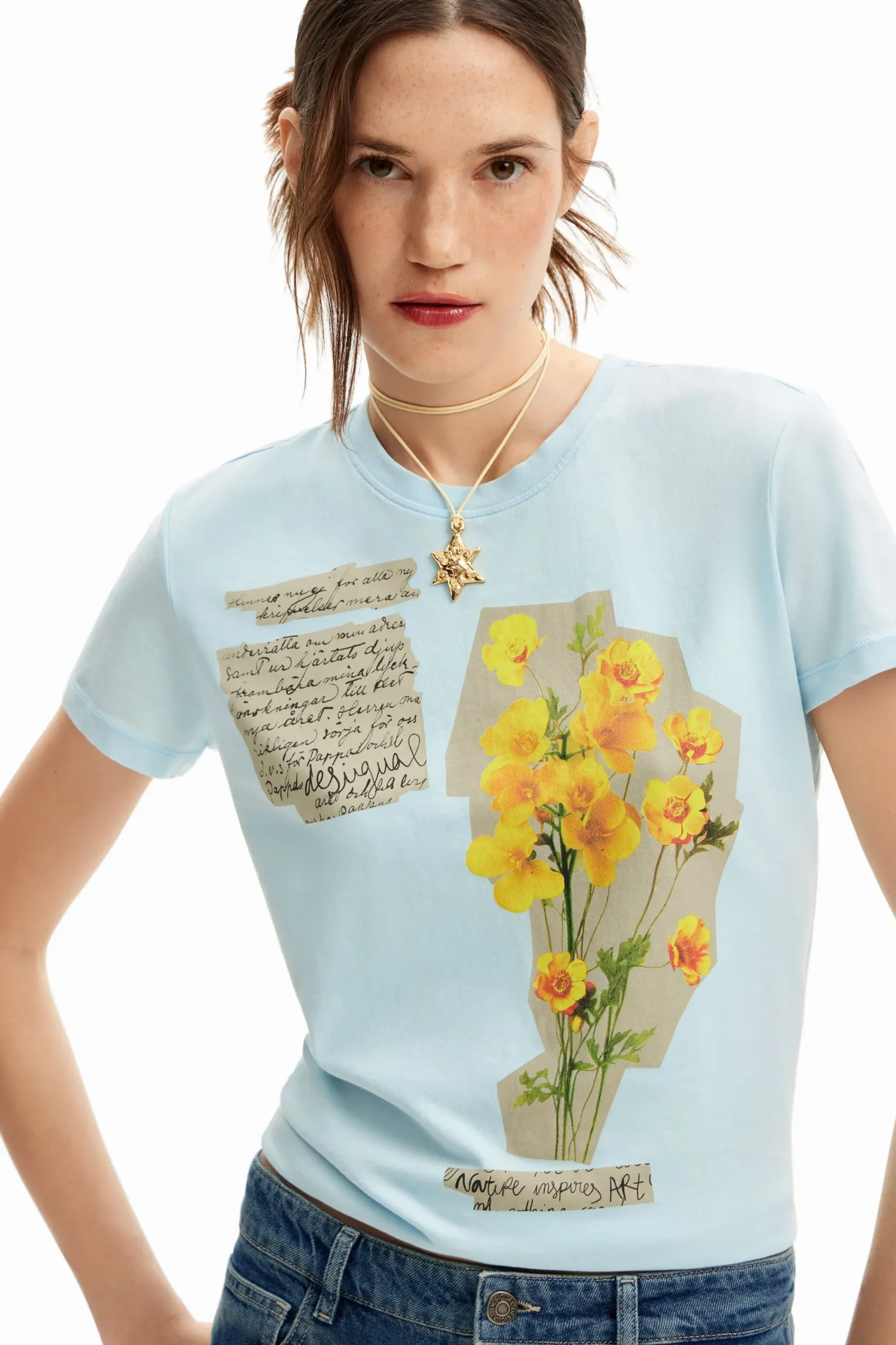 Camisas Y Blusas|Camisetas-Desigual Camiseta parches flores