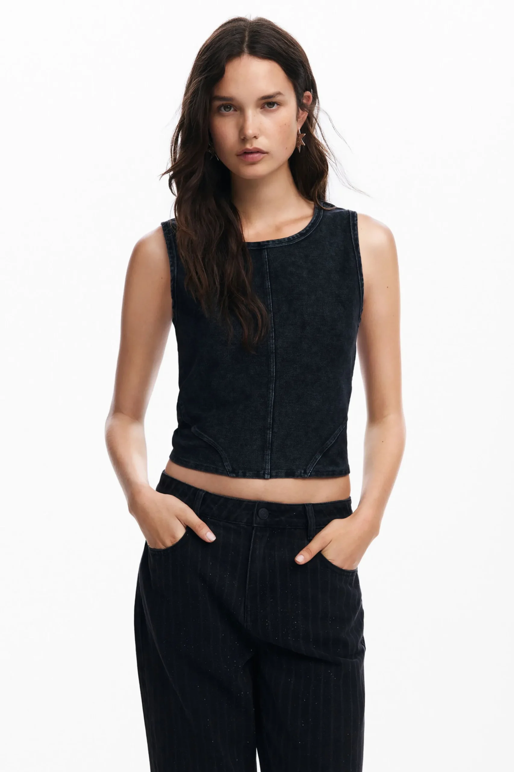 Ropa De Punto|Camisas Y Blusas-Desigual Camiseta punto efecto lavado