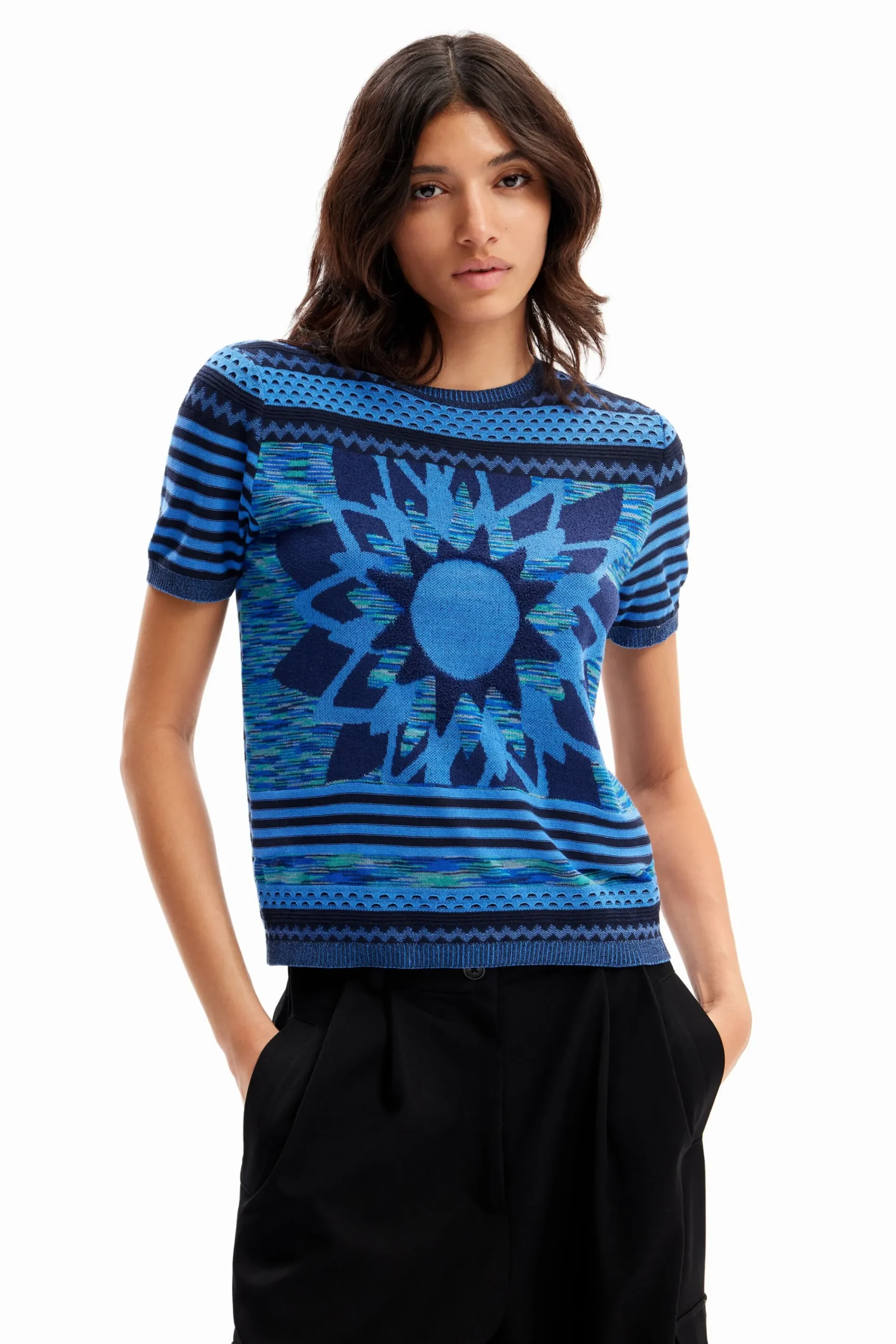 Camisas Y Blusas|Camisetas-Desigual Camiseta punto flor