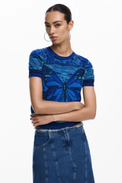 Ropa De Punto|Camisas Y Blusas-Desigual Camiseta punto mariposas