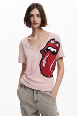 Camisas Y Blusas|Camisetas-Desigual Camiseta strass The Rolling Stones