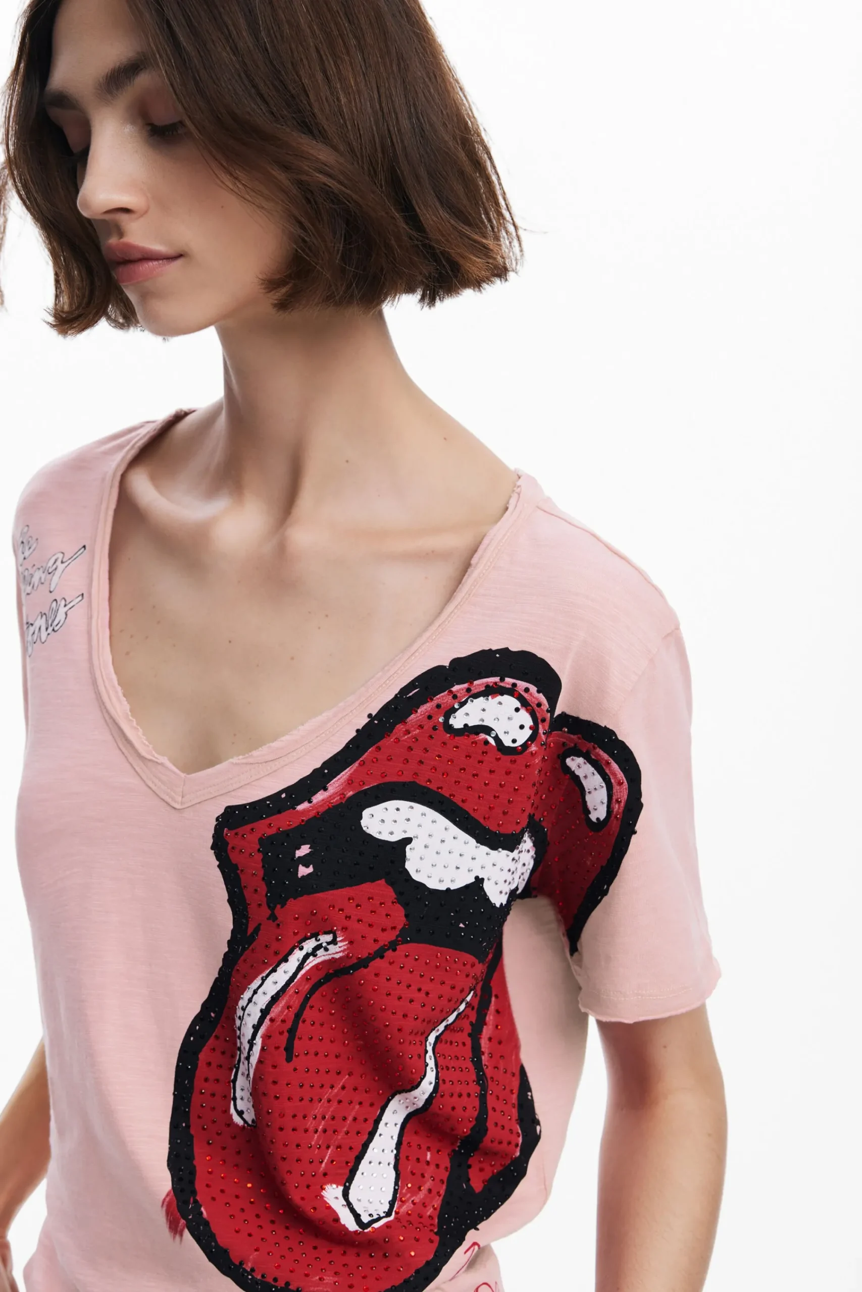 Camisas Y Blusas|Camisetas-Desigual Camiseta strass The Rolling Stones