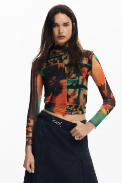 Camisas Y Blusas|Camisetas-Desigual Camiseta tul estampada