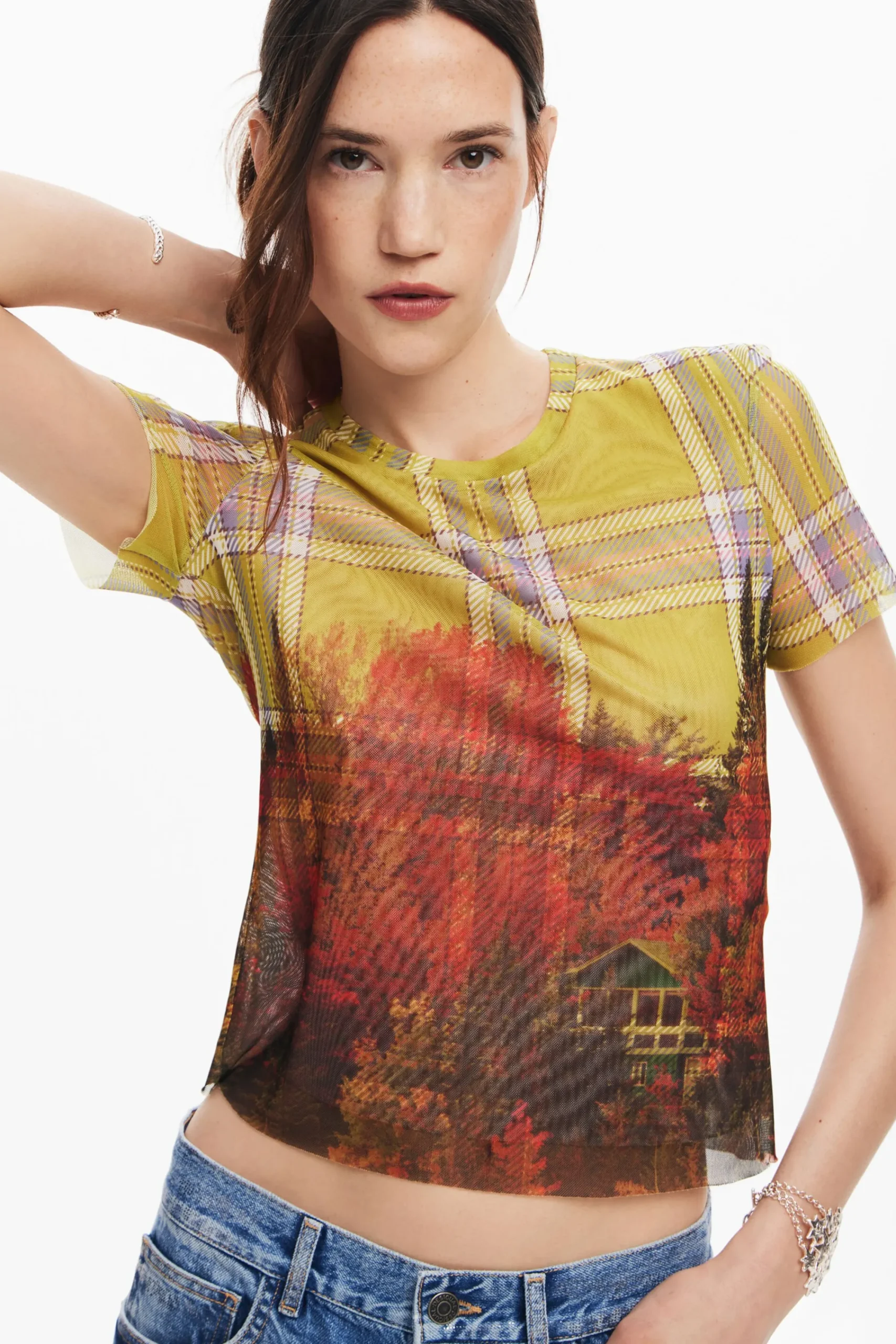 Camisas Y Blusas|Camisetas-Desigual Camiseta tul estampado