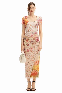 Camisas Y Blusas|Camisetas-Desigual Camiseta tul flores
