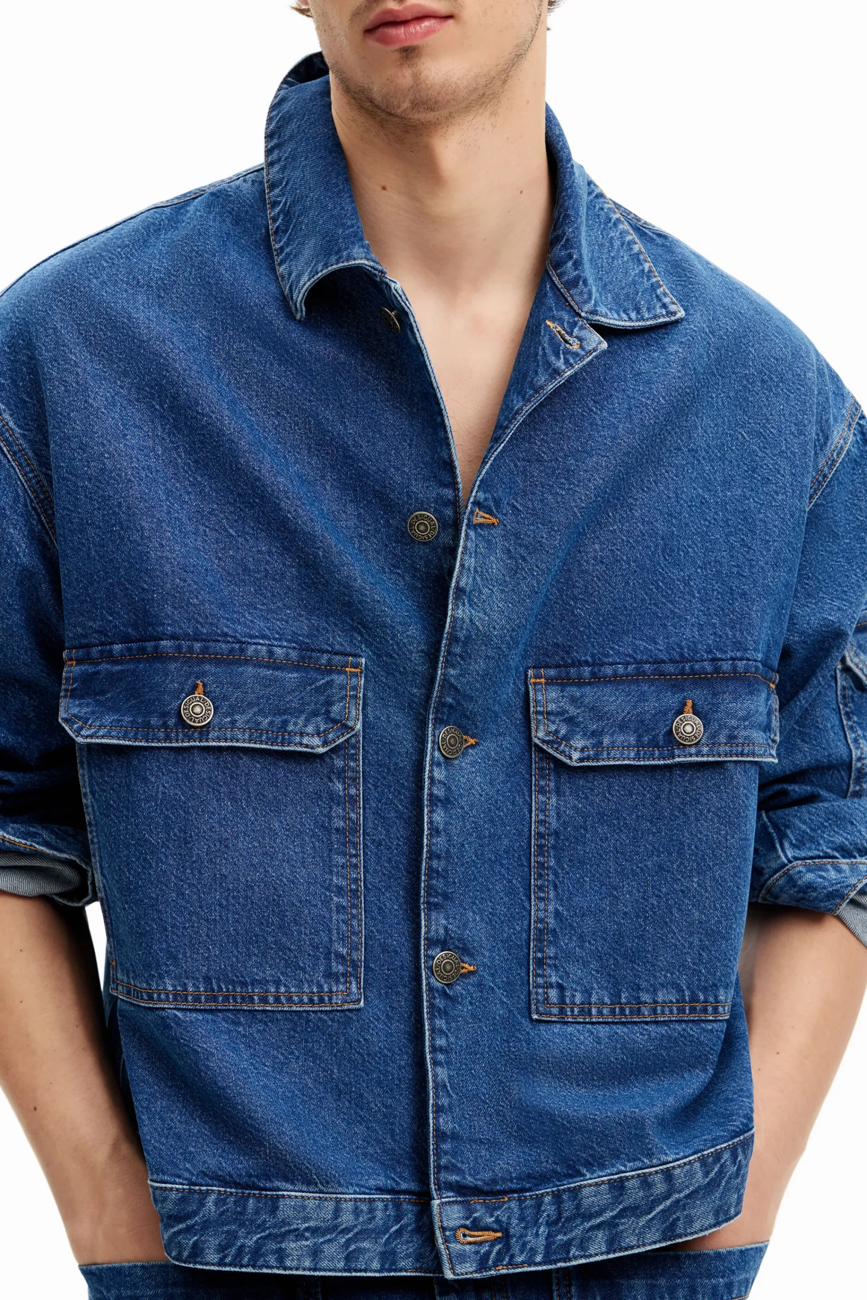 Abrigos Y Chaquetas-Desigual Cazadora denim bolsillos