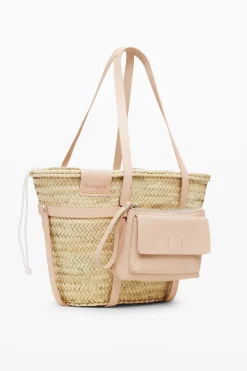 Bolsos|Bolsos Shopper-Desigual Cesta de mimbre L  piel