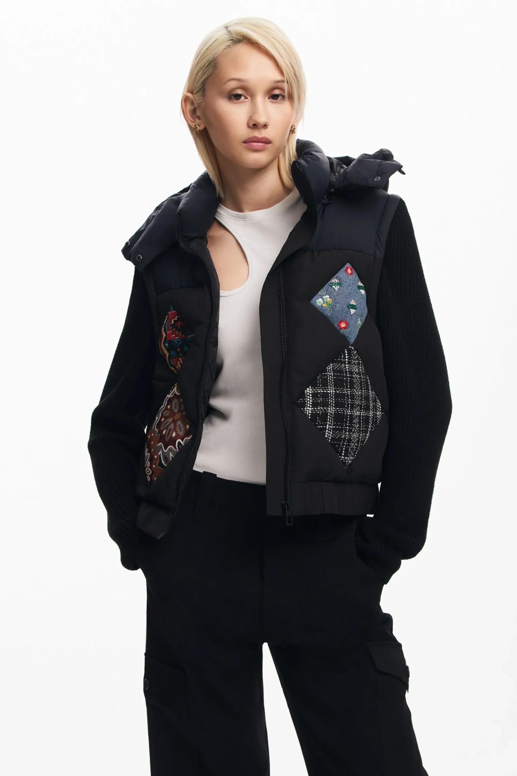 Abrigos Y Chaquetas-Desigual Chaleco combinado acolchado