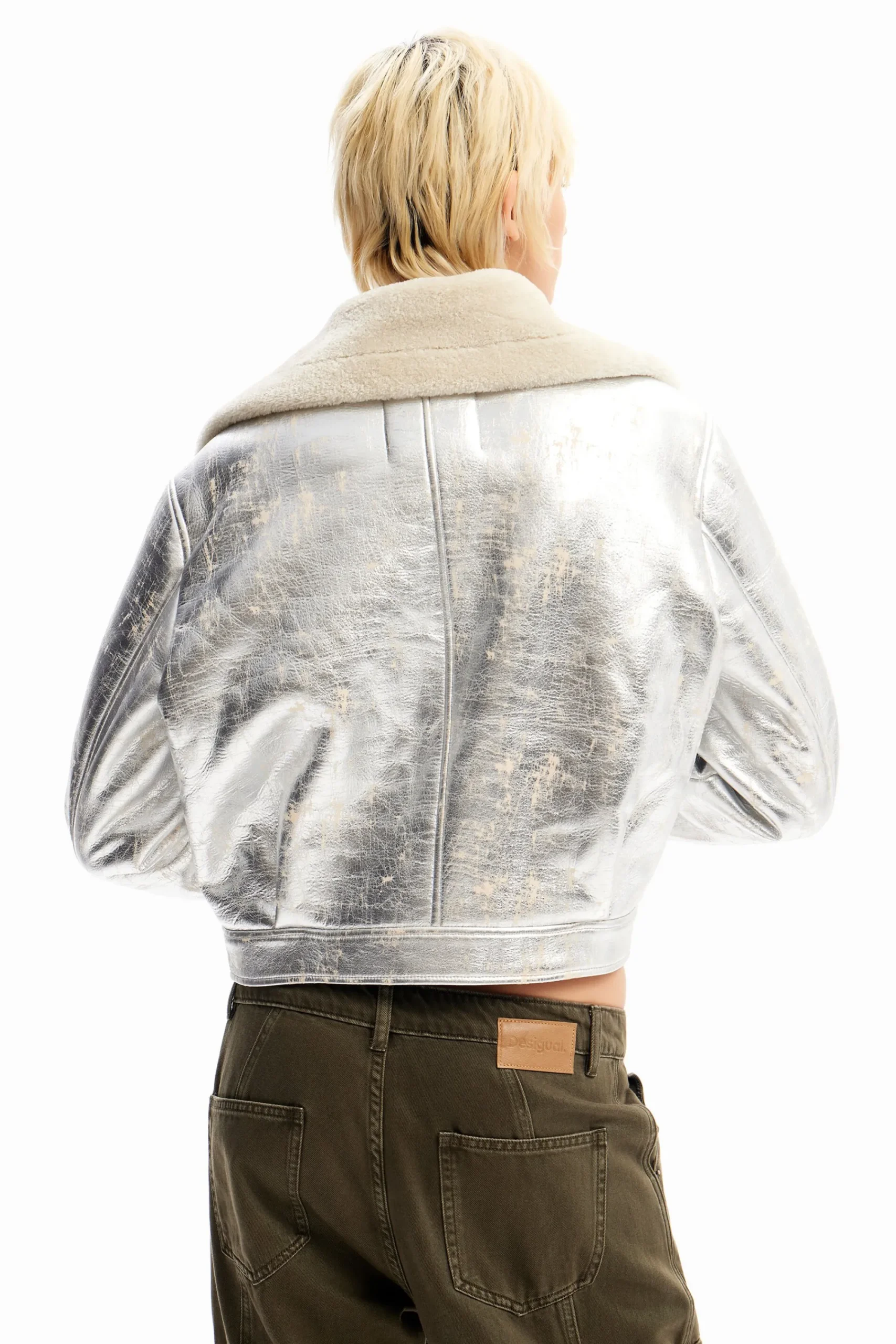 Abrigos Y Chaquetas-Desigual Chaqueta aviador metalizada doble faz
