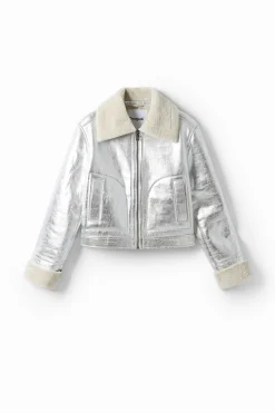Abrigos Y Chaquetas-Desigual Chaqueta aviador metalizada doble faz