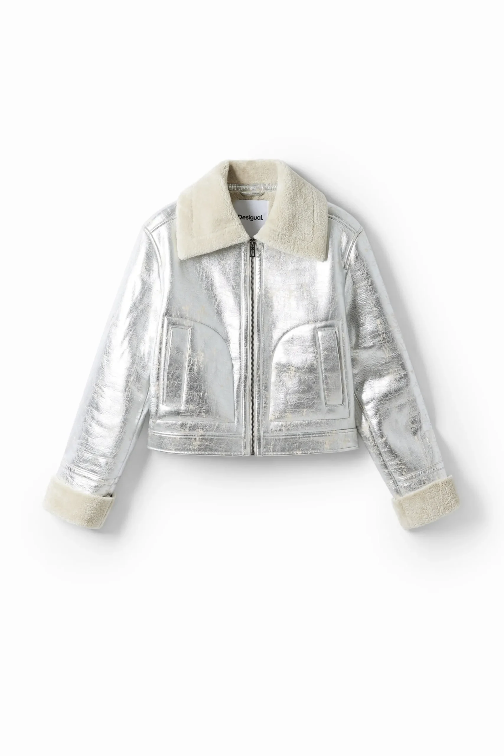 Abrigos Y Chaquetas-Desigual Chaqueta aviador metalizada doble faz