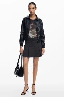 Abrigos Y Chaquetas-Desigual Chaqueta biker efecto piel
