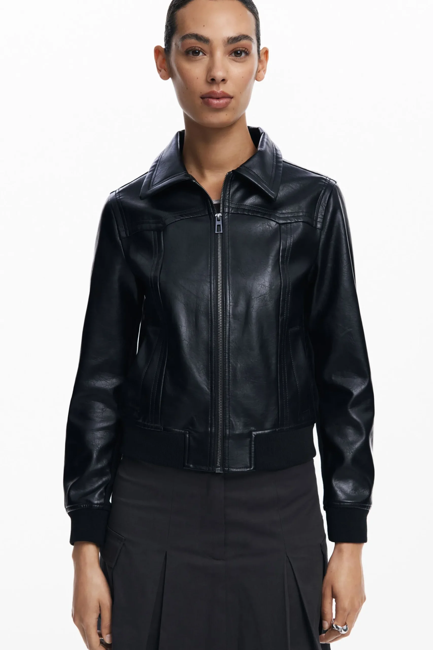 Abrigos Y Chaquetas-Desigual Chaqueta biker efecto piel
