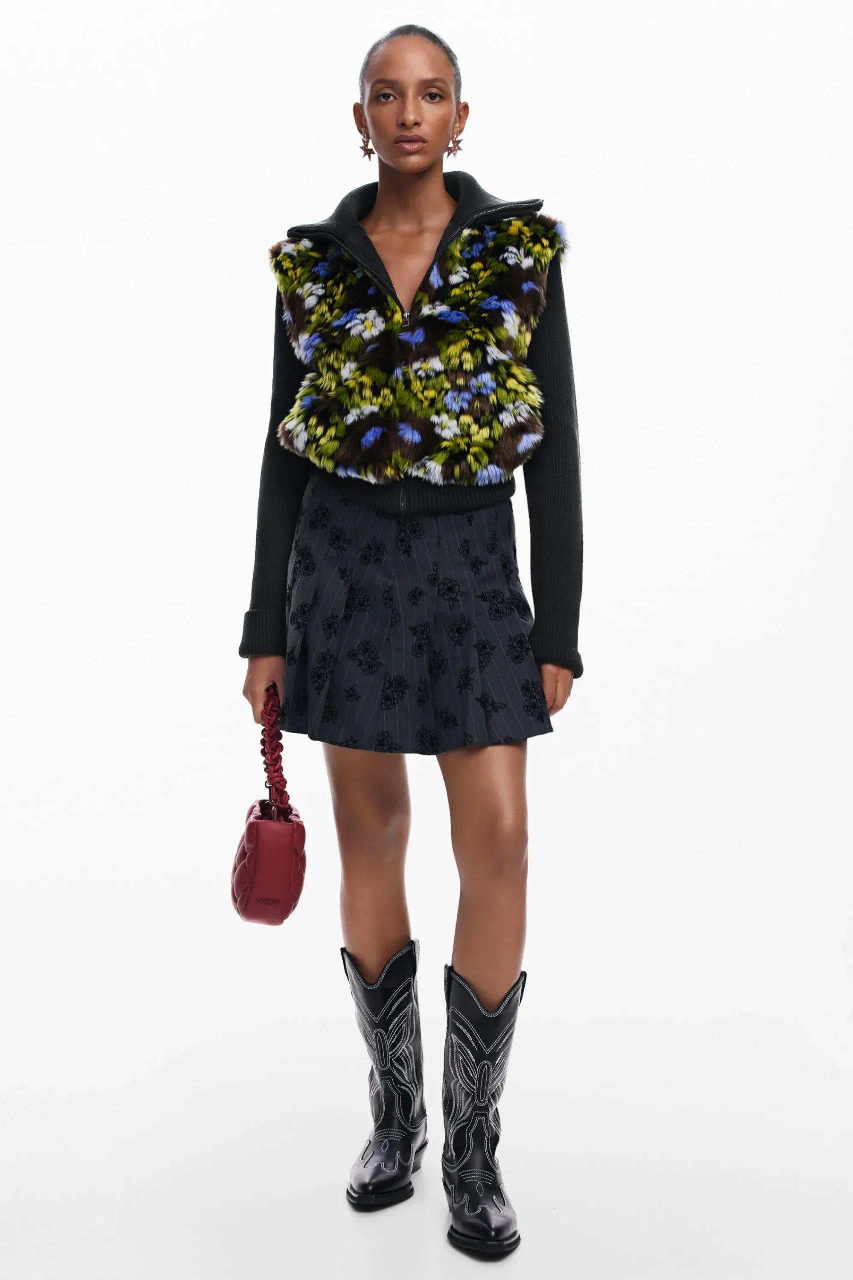 Abrigos Y Chaquetas-Desigual Chaqueta combinada flores