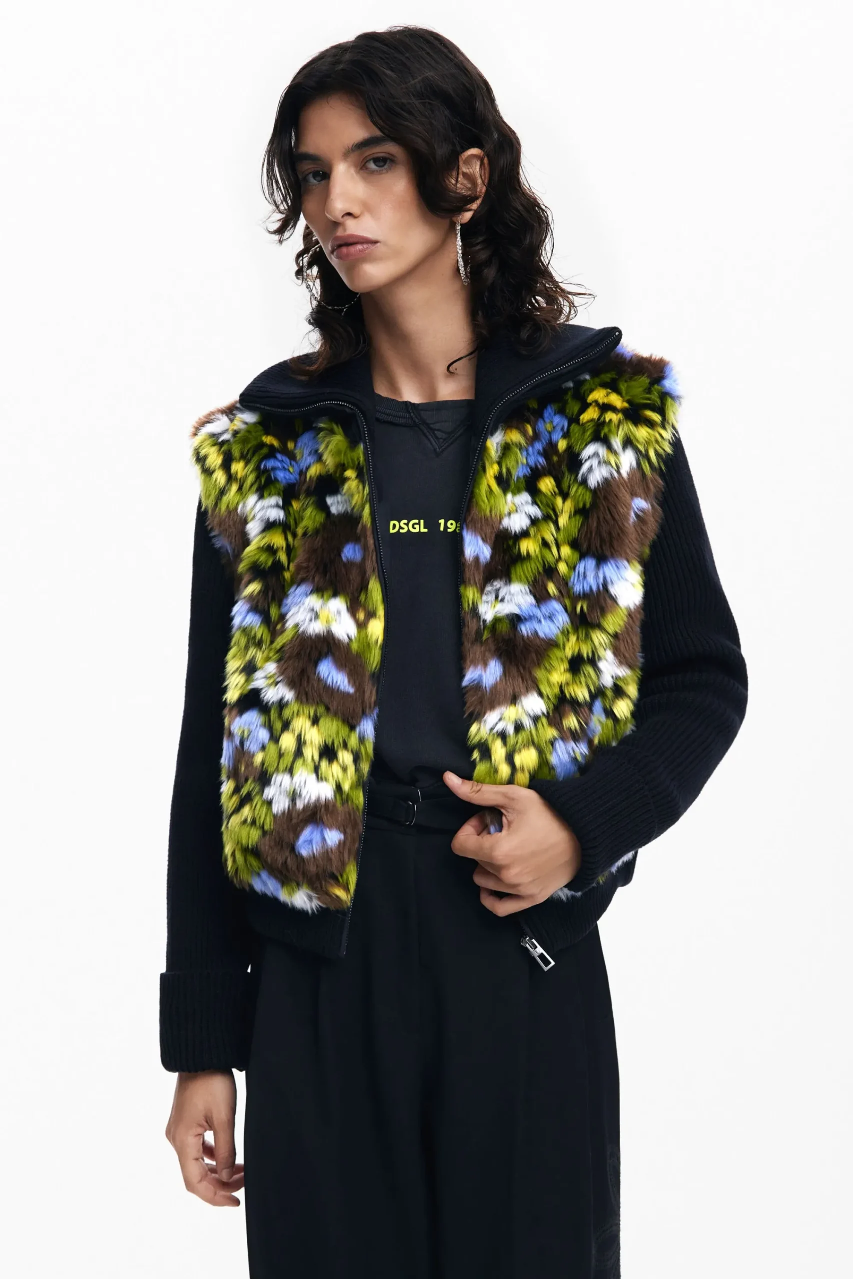 Abrigos Y Chaquetas-Desigual Chaqueta combinada flores