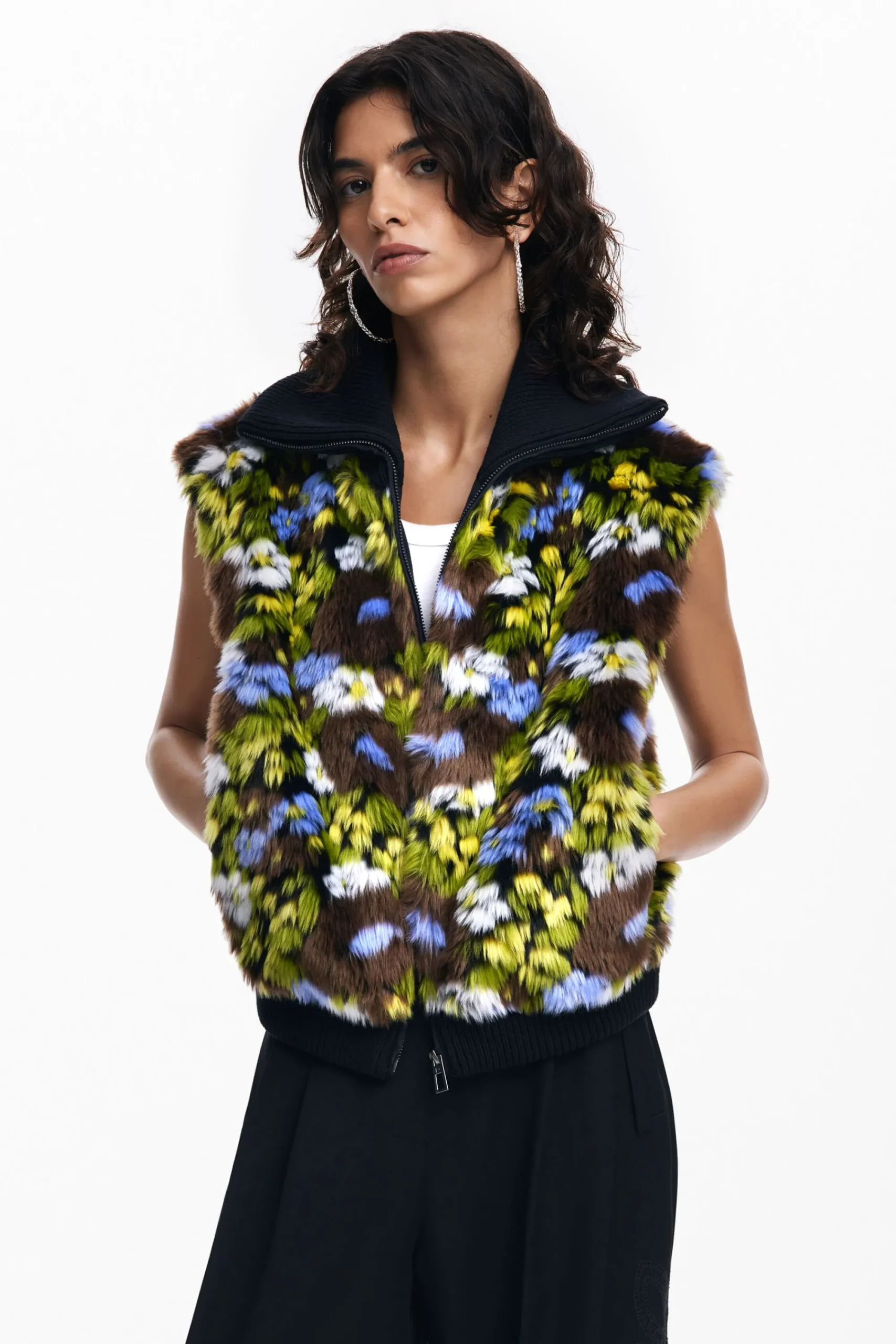 Abrigos Y Chaquetas-Desigual Chaqueta combinada flores