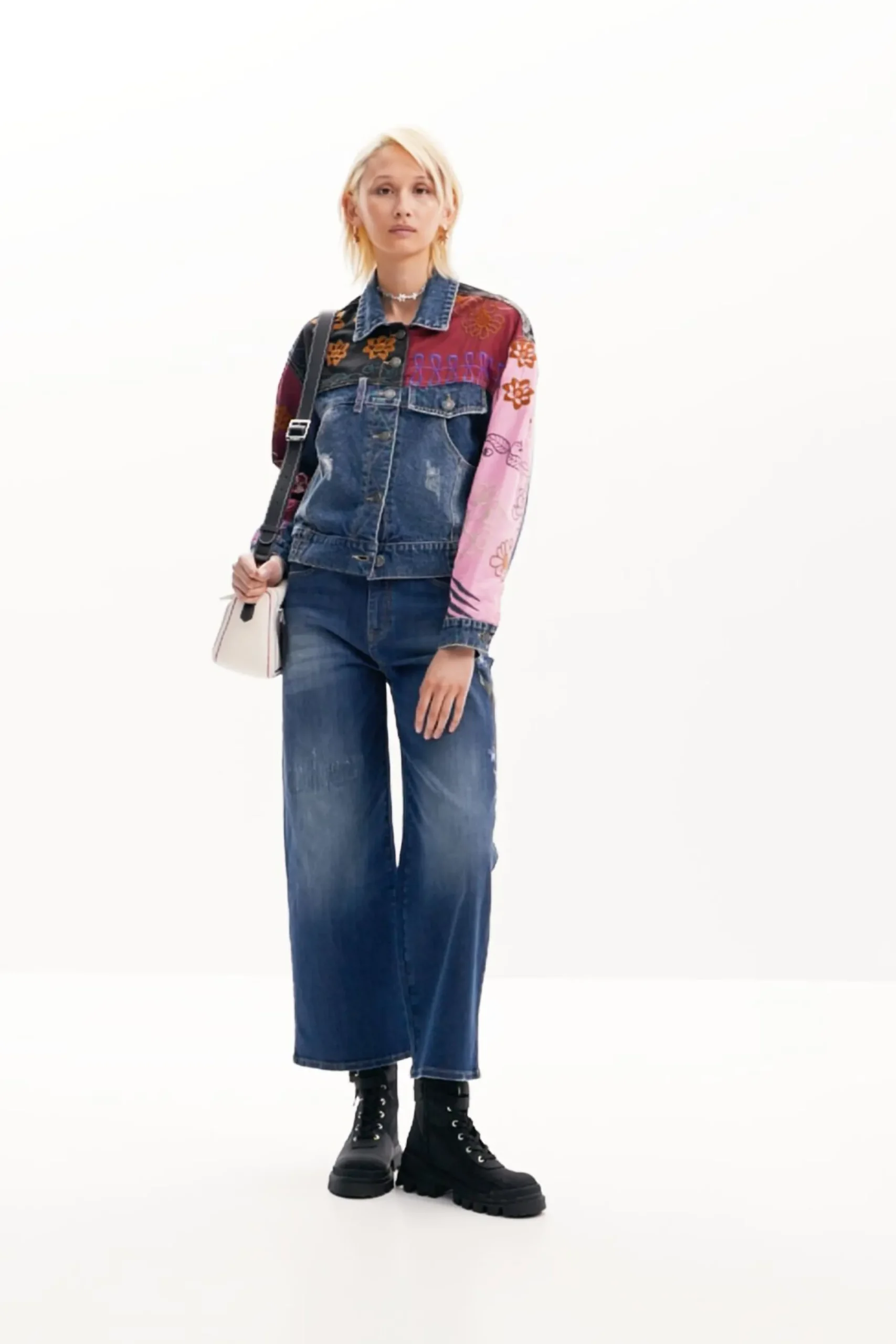 Abrigos Y Chaquetas-Desigual Chaqueta denim patchwork