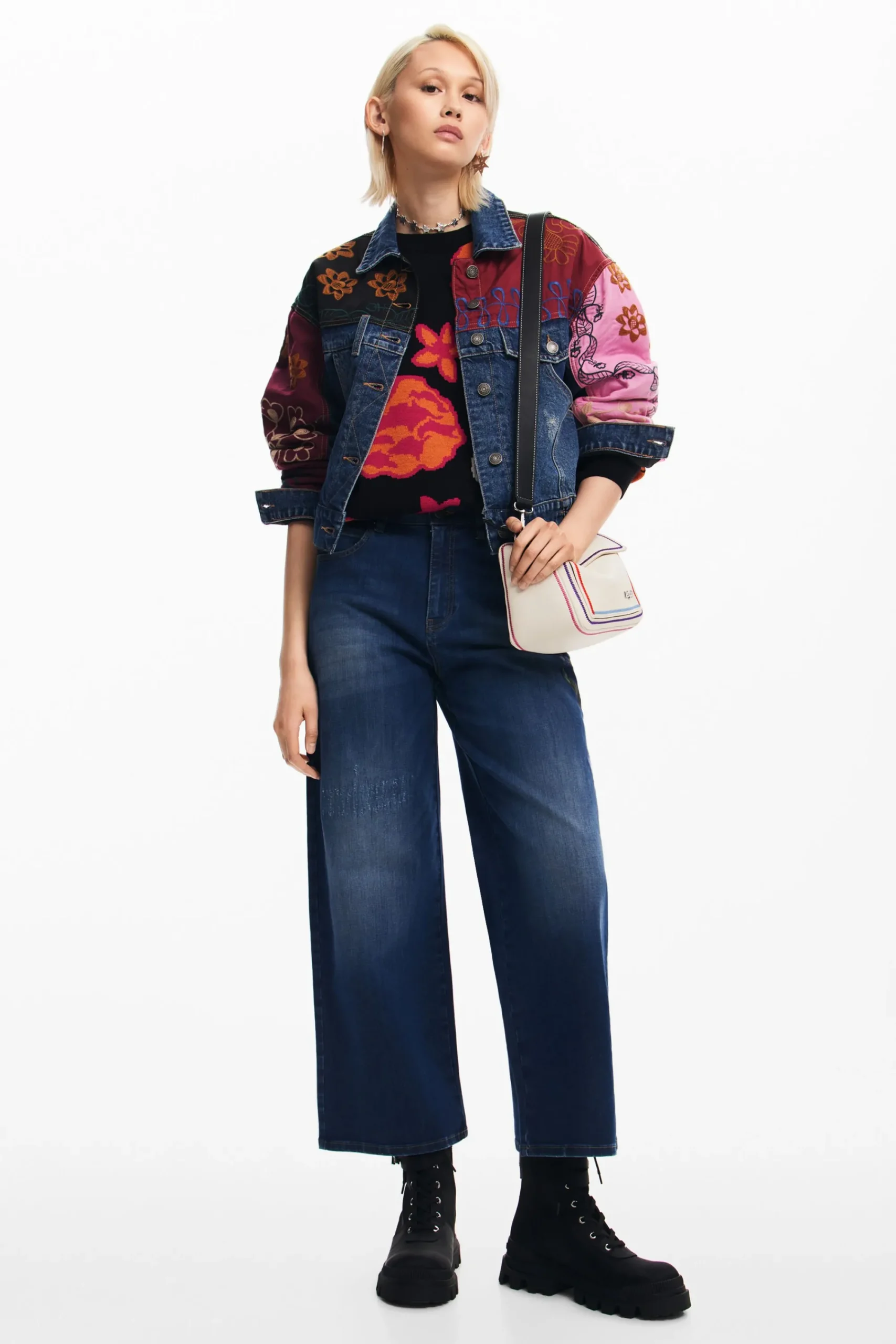 Abrigos Y Chaquetas-Desigual Chaqueta denim patchwork