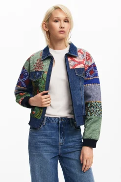 Abrigos Y Chaquetas-Desigual Chaqueta denim patchwork