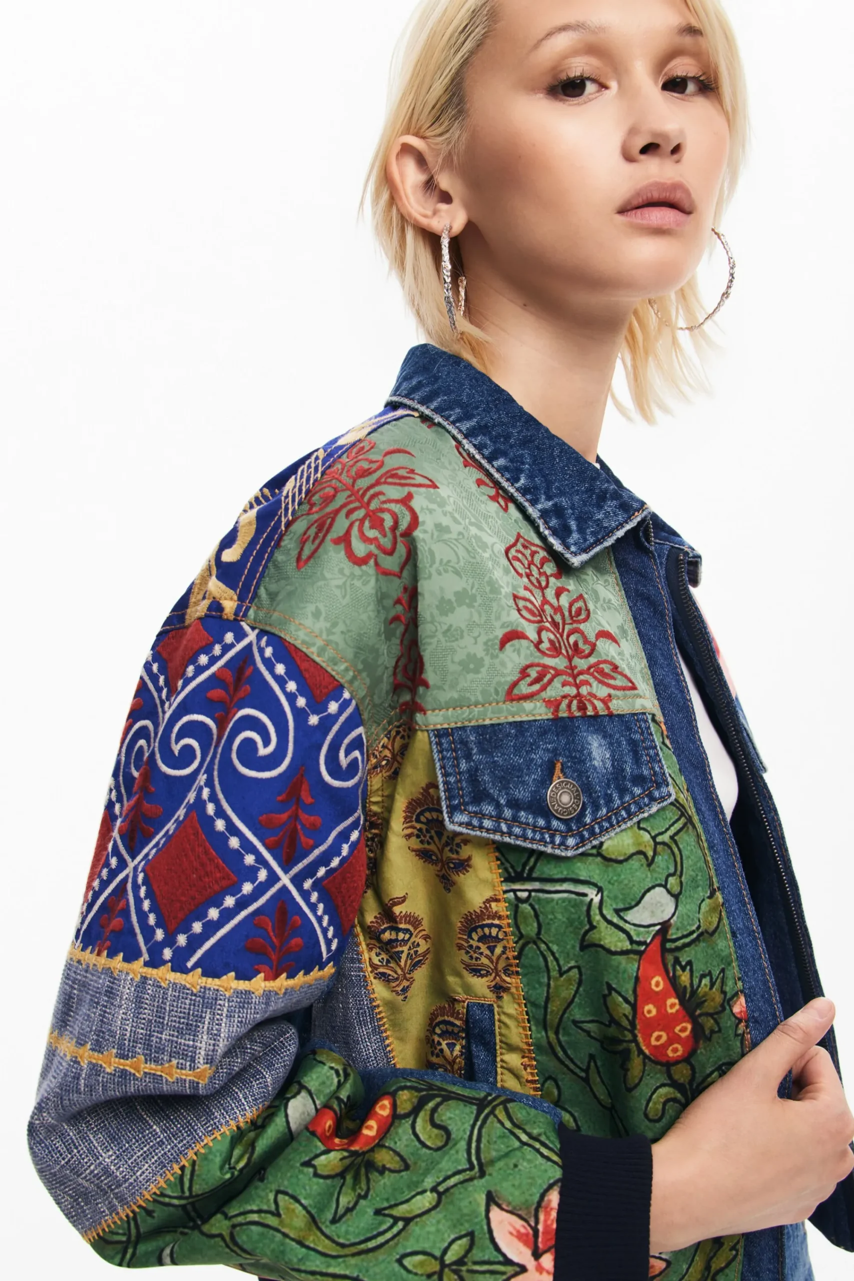 Abrigos Y Chaquetas-Desigual Chaqueta denim patchwork